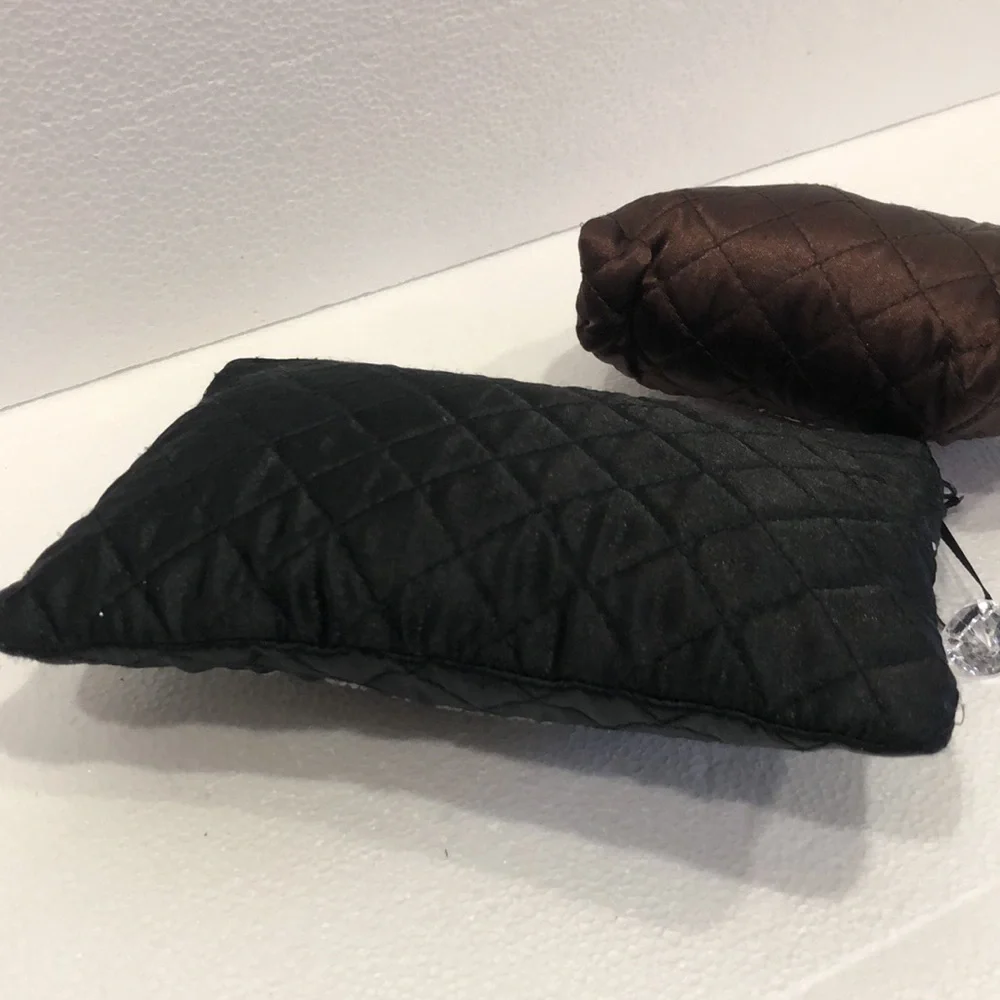 Bridesmaid Quilted Black and Brown Pouches